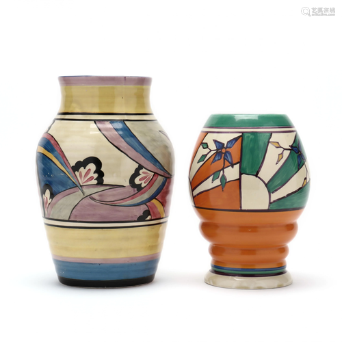 Two Clarice Cliff Fantasque Vases