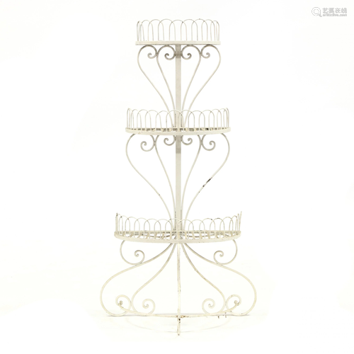 Vintage Demilune Three-Tiered Iron Planter