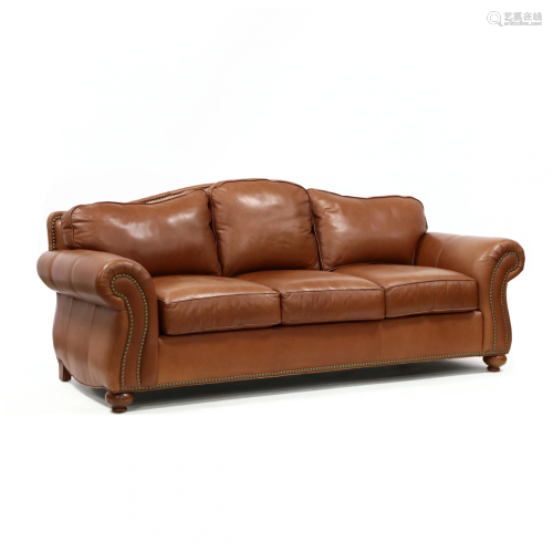 Ethan Allen, Leather Upholstered Sofa