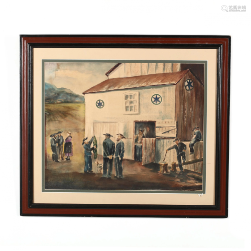 A Vintage Watercolor of an Amish Country Scene