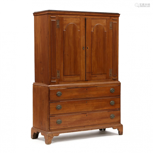 American Chippendale Cherry Linen Press