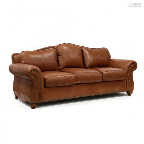 Ethan Allen, Leather Upholstered Sofa