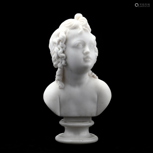 Classical Style Carved Marble Bust of a Child