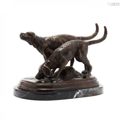 Bronze Sculpture of Two Hounds