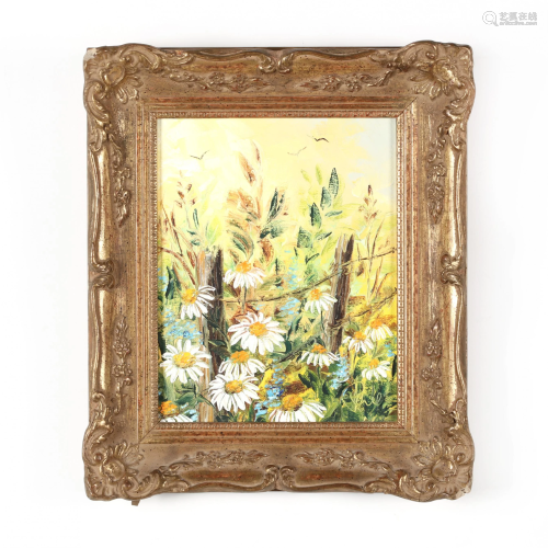 A Vintage Painting of a Field of Daisies