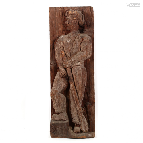Daniel Boone Carved Wood Relief Sculpture