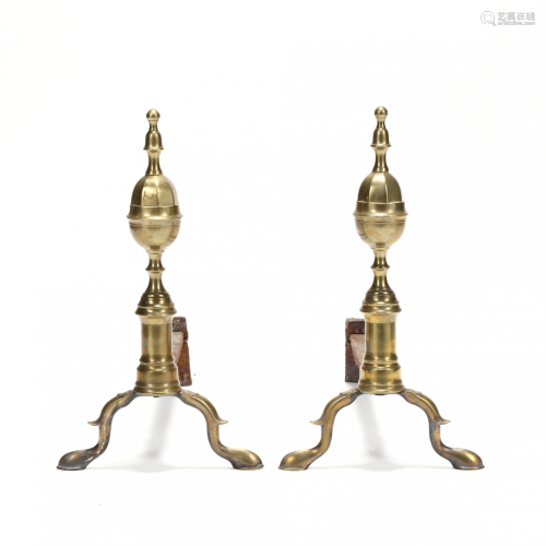 Pair of Chippendale Brass Andirons