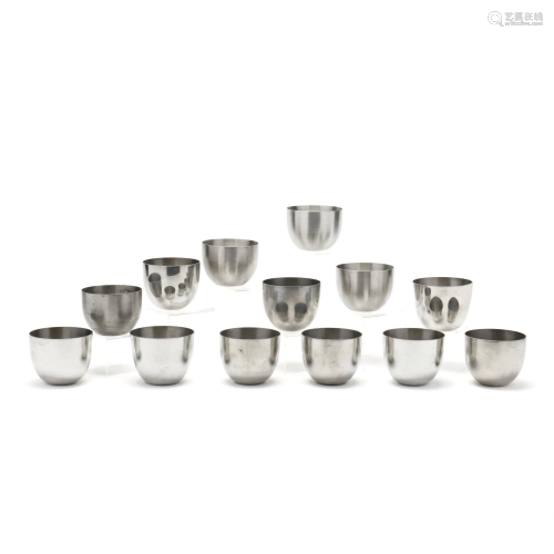 Assembled Group of Twelve Pewter Jefferson Cups