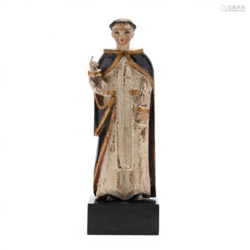 A Spanish Colonial Carved Santos Figure of Saint