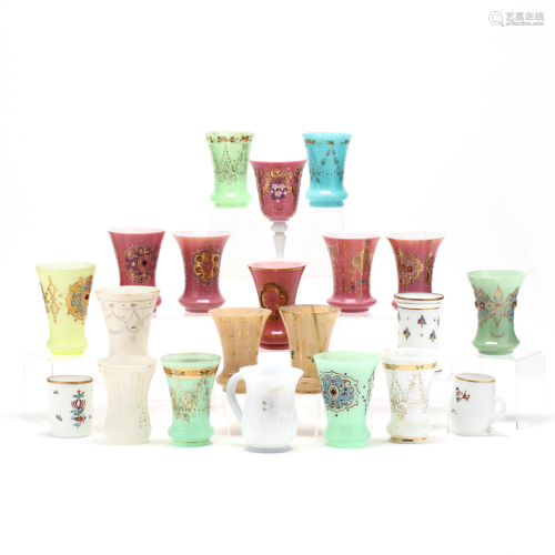 (21) Assorted Colorful Antique Bohemian Glasses