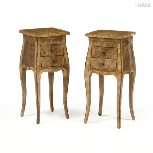 Pair of Vintage Italian Burlwood Side Tables