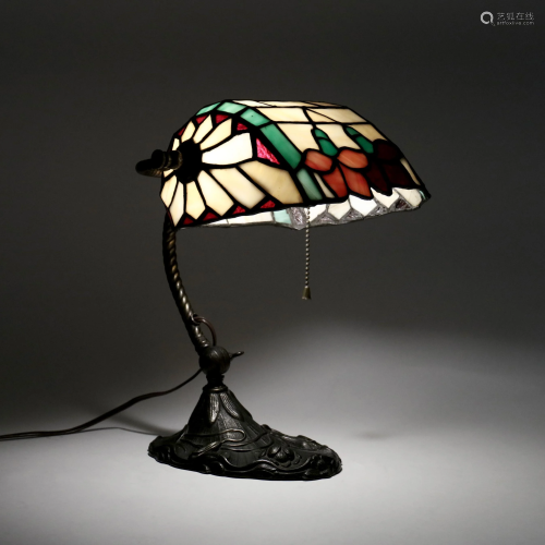 Art Nouveau Style Bronze Banker's Lamp
