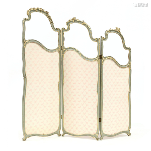 French Provincial Style Three Panel Floor Screen