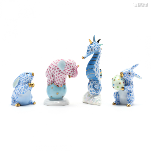 Four Herend Animal Porcelain Figurines