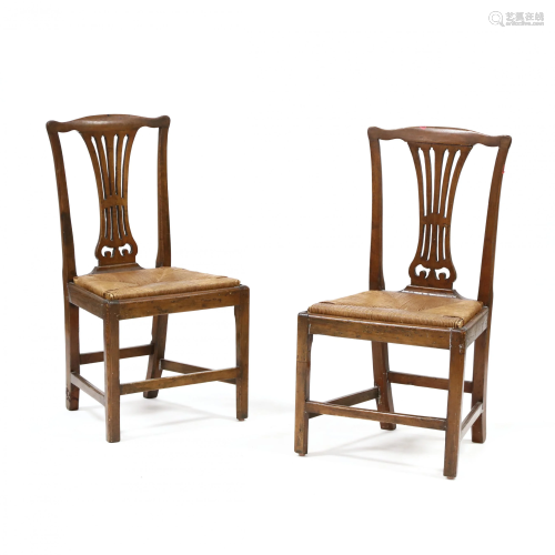Pair of English Chippendale Pine Side Chairs