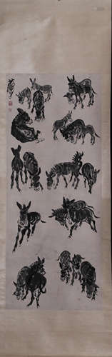 A DONKEY PATTERN PAINTING BY HUANGZHOU