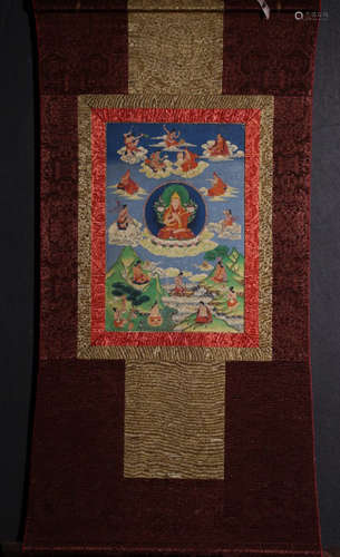 A COLORED TSONGKAHAPA PATTERN THANGKA