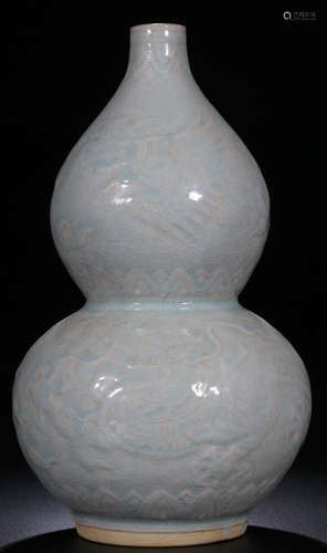 A YINGQING GLAZE GOURD VASE