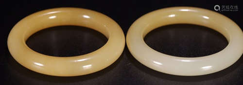 PAIR OF HETIAN JADE CARVED BANGLE