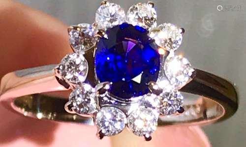 A PLATINUM&SRI LANKA SAPPHIRE PENDANT&DIAMOND RING