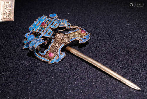 A GILT SILVER&DIANCUI HAIRPIN