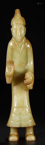 A HETIAN JADE CARVED FIGURE SHAPED PENDANT