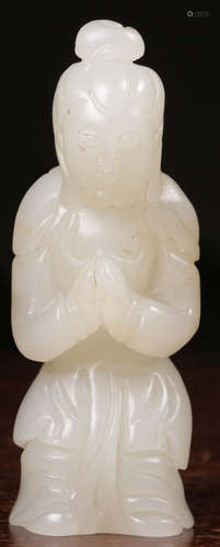 A HETIAN JADE CARVED FIGURE SHAPED PENDANT