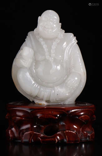 A HETIAN JADE CARVED MAITREYA BUDDHA PENDANT