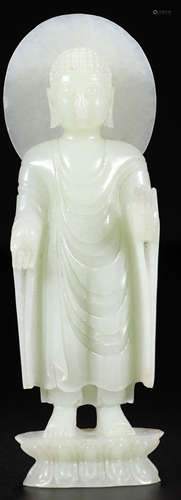 A HETIAN JADE CARVED SAKYAMUNI BUDDHA STATUE