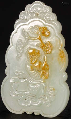 A HETIAN JADE CARVED GOURD SHAPED TABLET