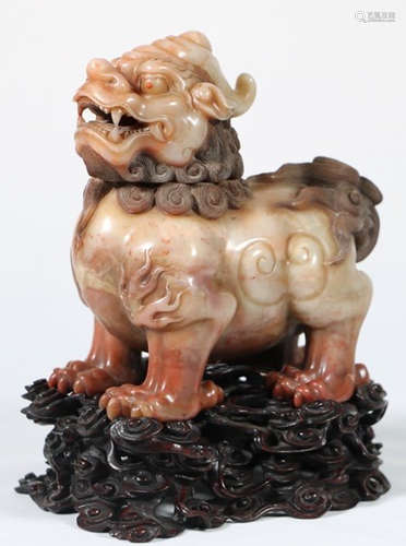 A SOAPSTONE CARVED BEAST SHAPED CENSER