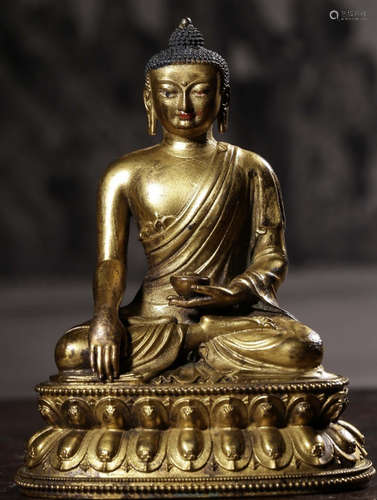 A GILT BRONZE CASTED PHARMACIST STATUE