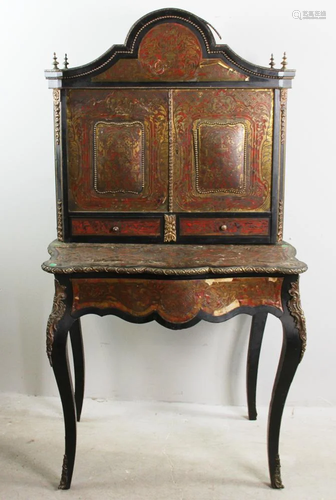 19thC French Boulle Style Inlaid Secretary Desk