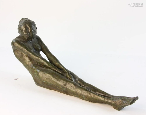 Laplant Bronze Reclining Nude on Wood Stand