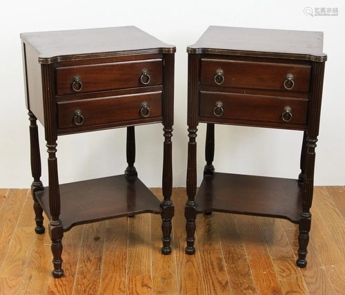 Pair of Sheraton Style Mahogany Stands