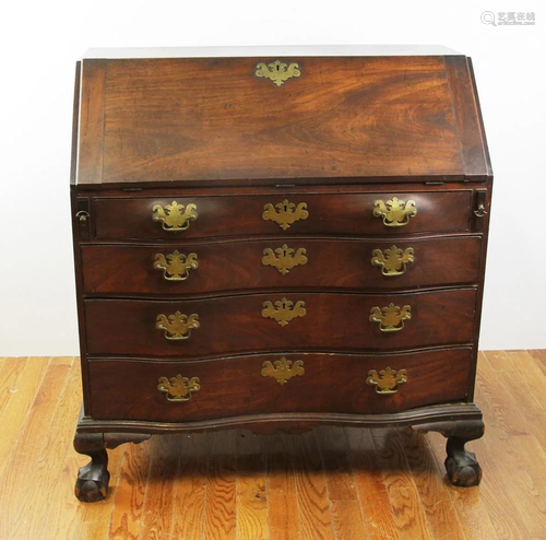 18thC Chippendale Serpentine Front Desk