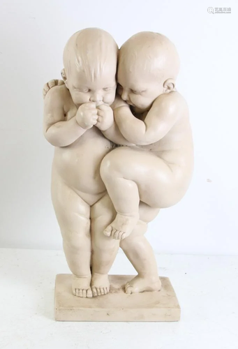 Plaster Statue of Two Children