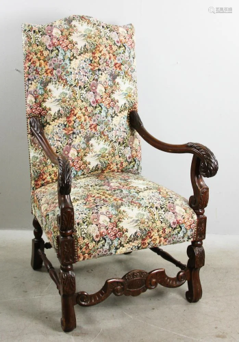 Carved Highback Upholstered Chair