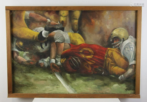 Rostad, Yale Football Players, Oil on Canvas