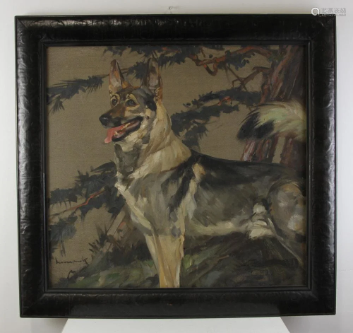German Shepherd, Oil on Canvas