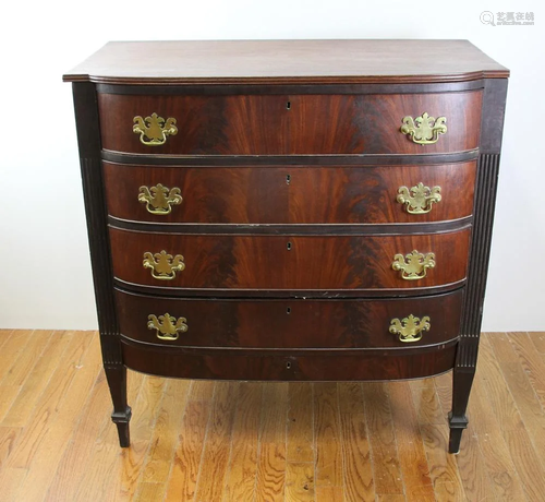 Early 19thC Salem Bowfront Mahogany Chest