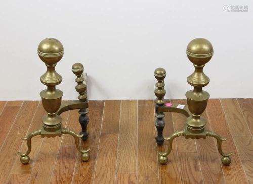 Early 18thC Boston Chippendale Andirons