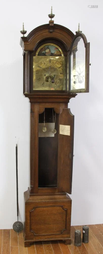 English Mid Georgian Oak Tall Case Clock