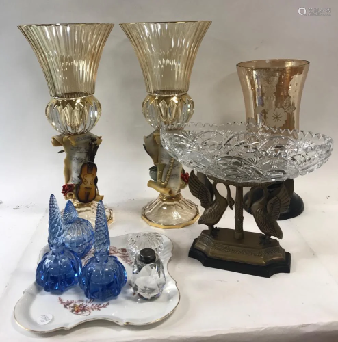 Assorted Vases, Compotes, Perfume Bottles