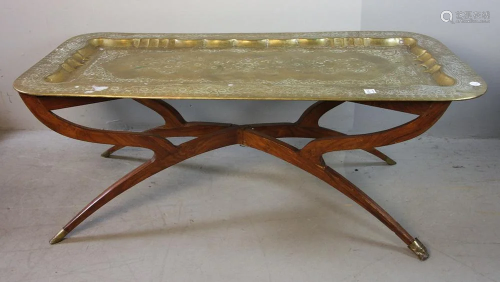 Indian Brass Rectangular Table on Stand