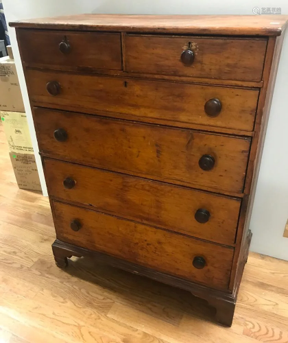 Early Country Chippendale Pine Tall Chest