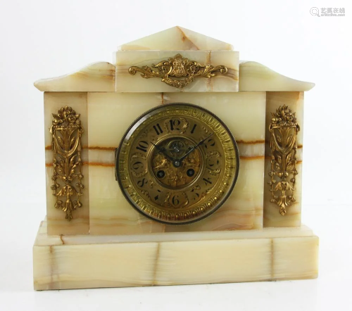 Onyx and Brass Mantle Clock