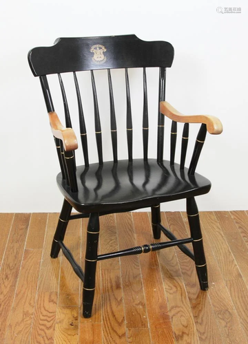 Stenciled Black Chair with Plaque