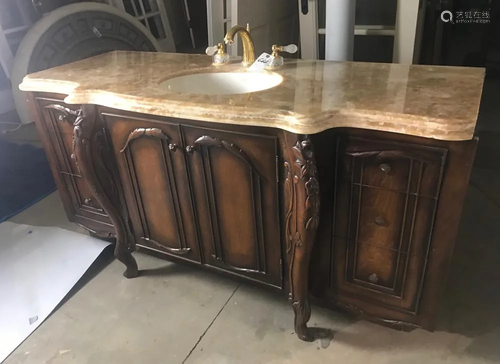 Carved Mahogany Vanity