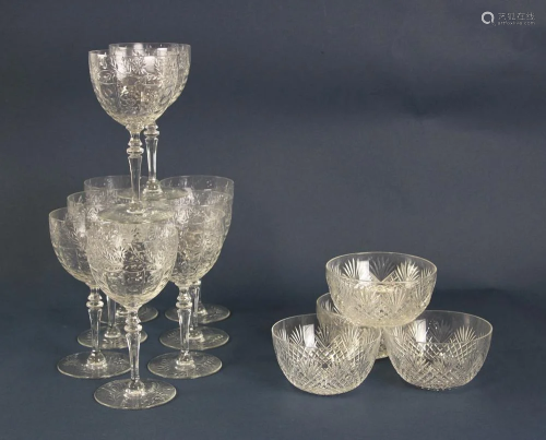 Cut Glass Goblets and Bowls